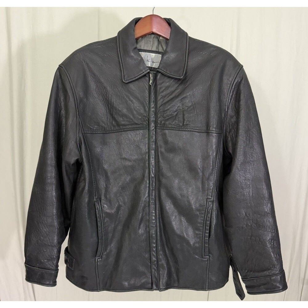 Y2K Black Leather Jacket Nicole Miller Buttery Sz XL Model Off Duty Oversized